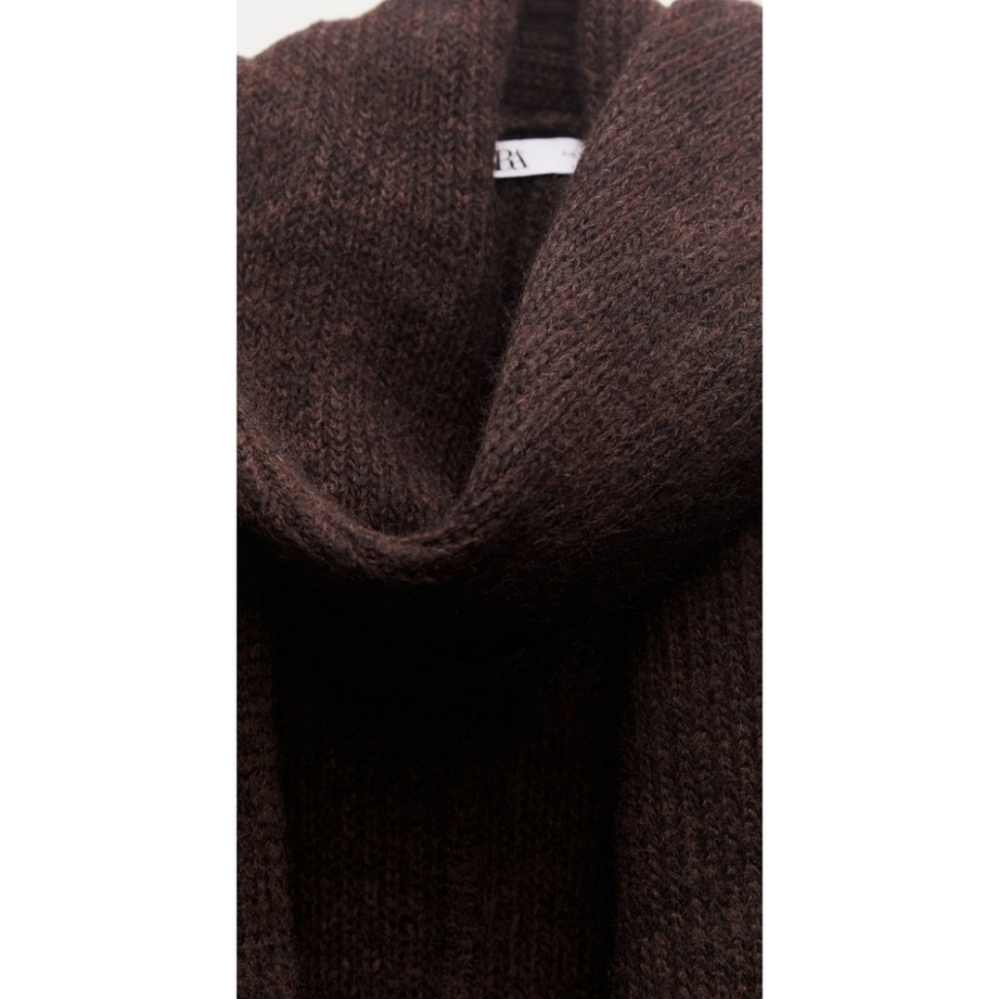 ZARA Cardigan Coat Cape Scarf Brown size S and M - Picture 11 of 16